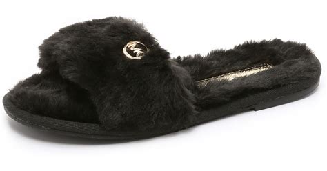 michael kors fur slide slippers|michael kors heeled sandals.